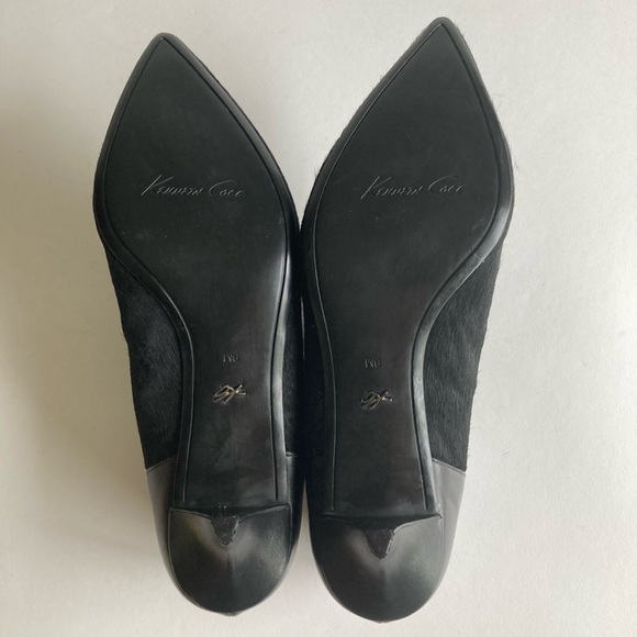 Kenneth Cole Black Genuine Leather Real Fur Point Toe Heeled Ankle Boots size 9 - Picture 10 of 16